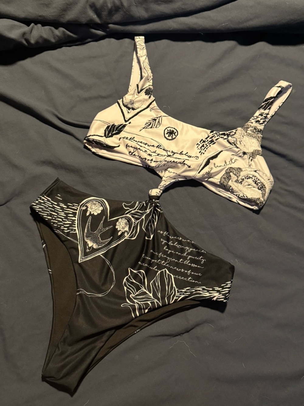 Agua Bendita Black and Cream Printed Two-Piece Bikini
